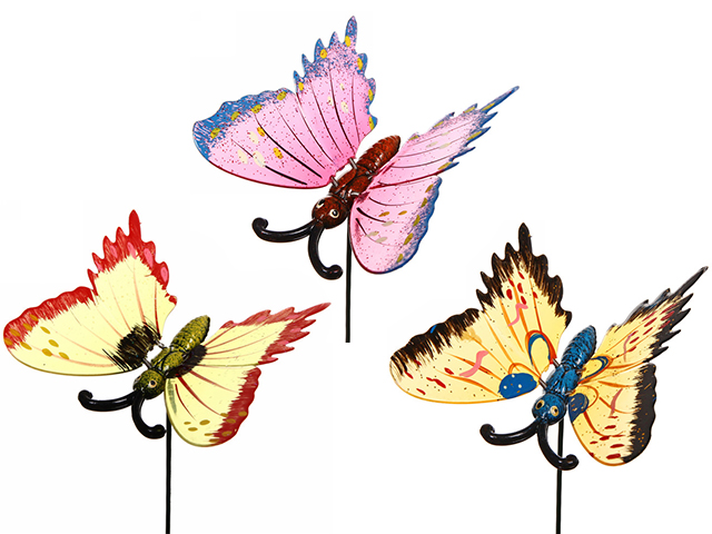 Фигурка декоративная "Бабочка блестящая" 13х60см, на металлическом стержне 