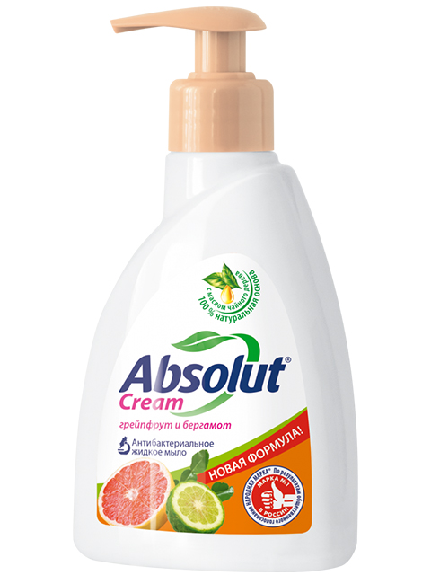 Мыло жидкое Absolut Cream "Грейпфрут и бергамот" антибактериальное, 250 мл