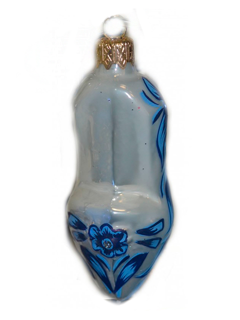Елочное украшение фигурка "Туфелька Гжель", 9 см, стекло, в подарочной упаковке