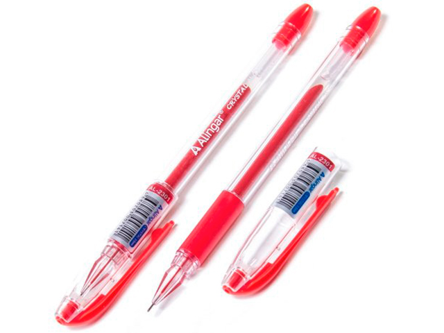 Ручка гелевая Alingar "Кристалл" 0,5 мм, корп. прозр., рез. держатель, красная