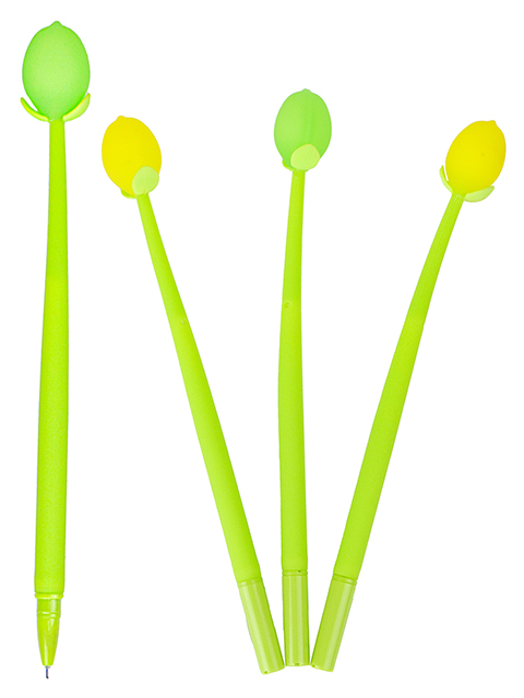 Ручка гелевая PROFIT "Лимон и лайм" 0,5 мм, корпус цветной силиконовый, синяя 