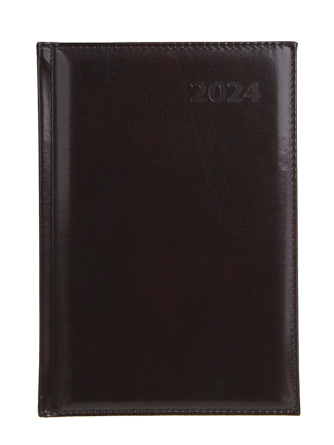Ежедневник датированный 2024 A5 176 листов "Бизнес" искусственная кожа коричневый