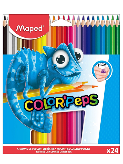 Карандаши цветные Maped "Color'Peps PULSE" 24 цвета, пластиковые, трехгранные, карт. упак., европодвес