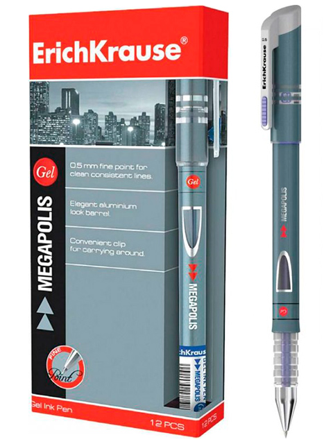 Ручка гелевая Erich Krause "Megapolis" 0,5 мм, синяя