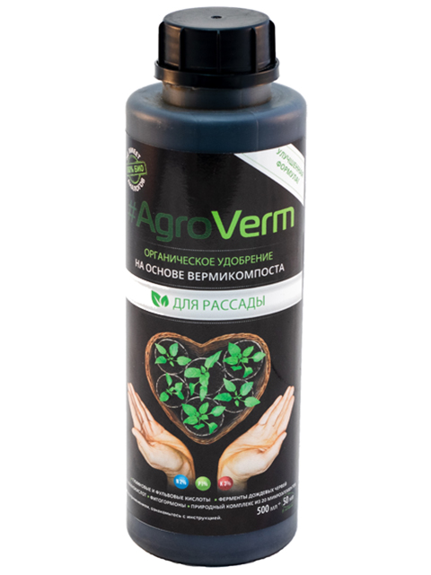 AgroVerm органическое удобрение "Для рассады" на основе вермикомпоста, 500мл