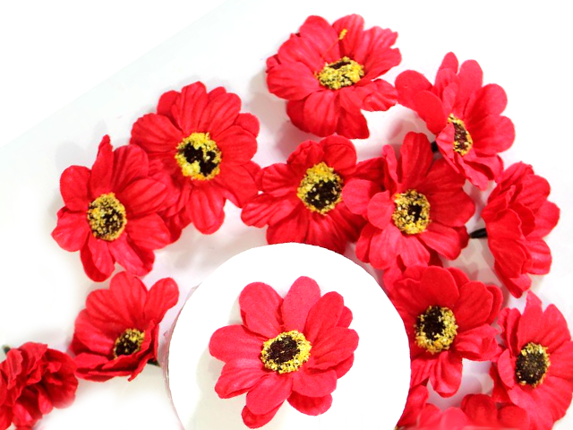 Головки цветов "Ромашка" 4,5см, красный (цена за 1шт)