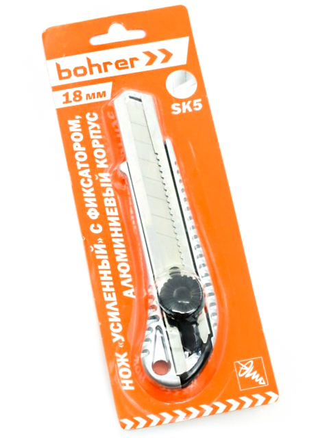 Нож с выдвижным лезвием "Bohrer" усиленный, 18мм, алюминевый корпус