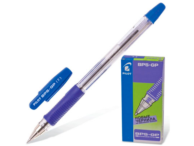 Ручка шариковая масляная PILOT "BPS-GP" F-0,7 мм, корпус прозрачный, синяя