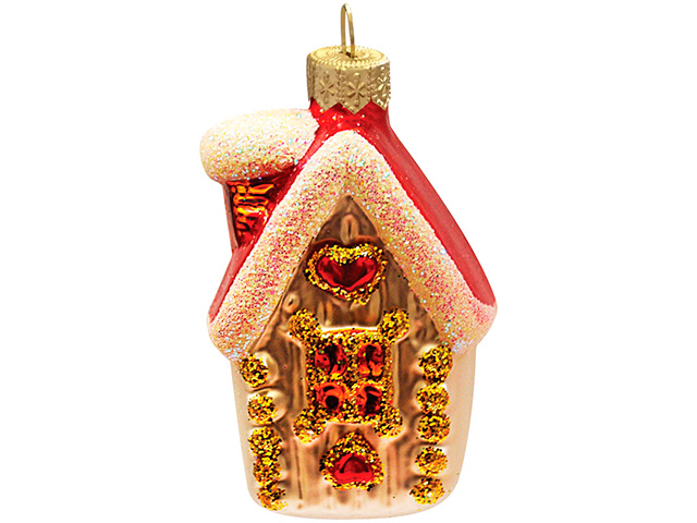 Елочное украшение фигурка "Зимний домик", 8 см стекло, в подарочной упаковке