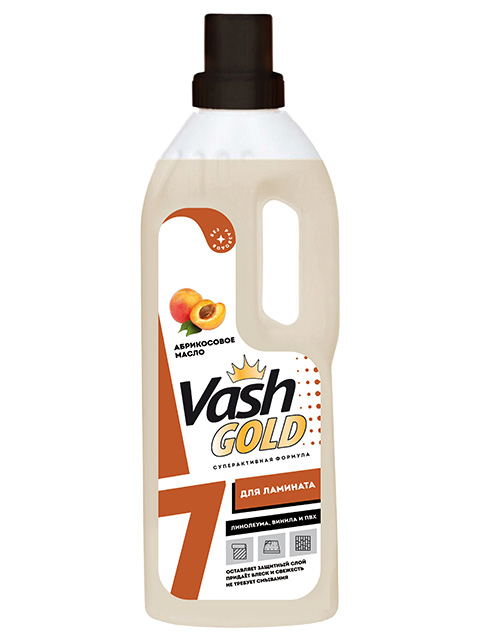 Средство для мытья пола Vash Gold 750мл Абрикосовое масло (для ЛАМИНАТА, линолеума, винила и ПВХ)