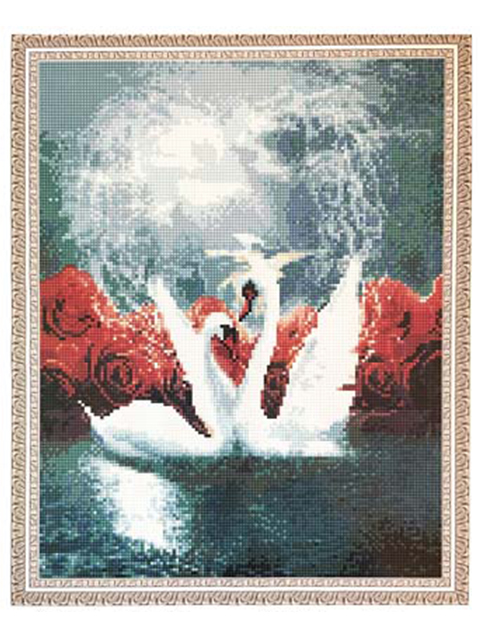 Алмазная живопись Intelligent "Лебеди и розы" 40х50 см, на раме