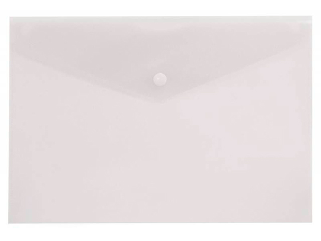 Папка-конверт на кнопке А4 "Бюрократ" 0,18 мм, пластик, прозрачная (без штрих-кода)