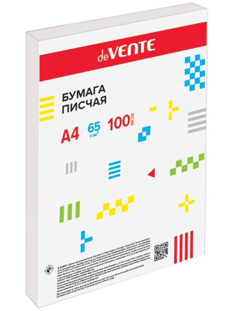 Бумага писчая А4 100 листов deVENTE 65 г/м², белизна 92%