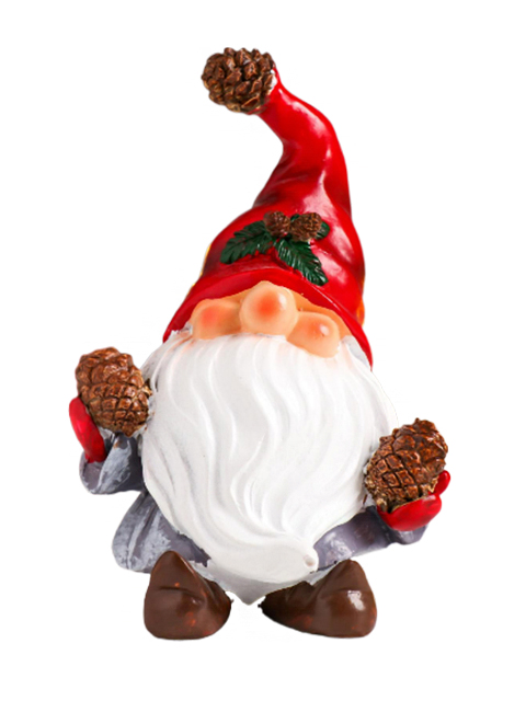 Новогодний сувенир "Дедушка Мороз в красном колпаке, с шишками" 11,5х7х5,5 см
