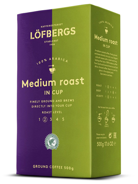 Кофе молотый жареный Lofbergs "Medium Roast in Cup", 500г