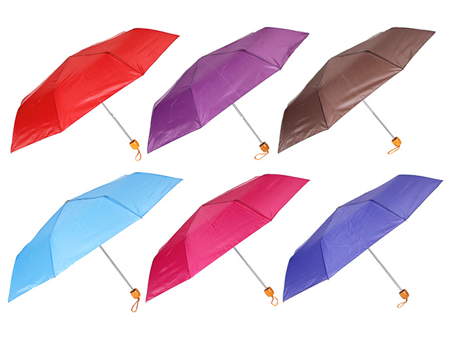 Зонт женский, 55см, 8 спиц, механика, металл, пластик, полиэстер, 6 цветов