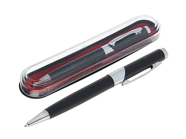 Ручка шариковая с поворотным механизмом Calligrata "Бизнес" корпус черный с серебром, в футляре
