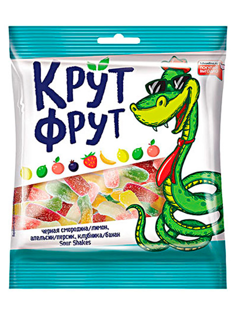 Жевательный мармелад КрутФрут "Змейка в кислой посыпке" 70 г 