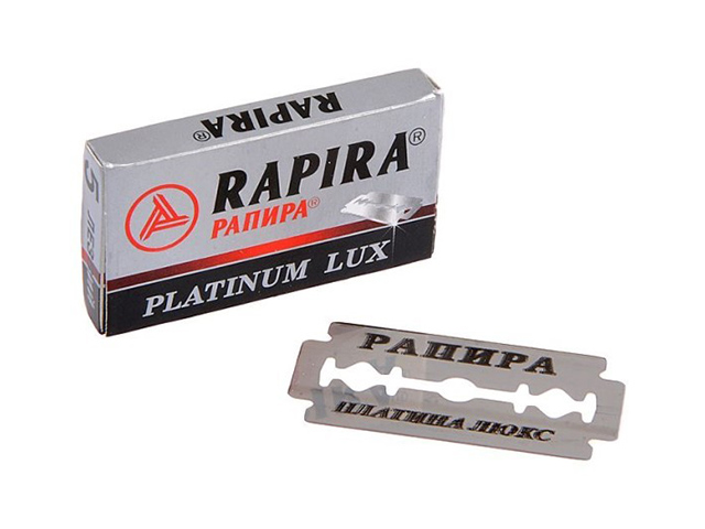 Лезвия Rapira "Platinum Lux" классические с платиновым напылением, 5 штук в упаковке