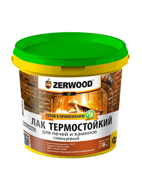 Лак термостойкий "ZERWOOD LT" для печей и каминов, 0,9 кг