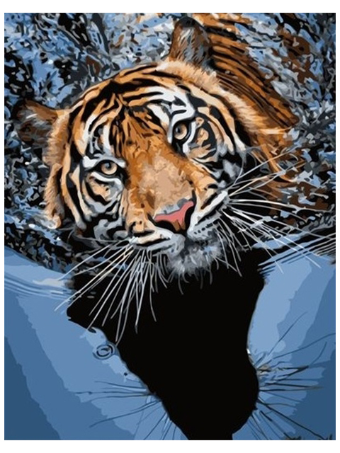 Картина по номерам Colibri "Купающийся тигр" 40*50см