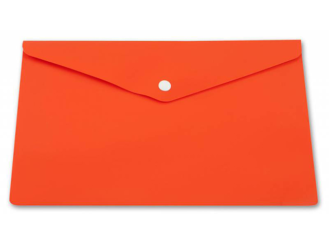 Папка-конверт на кнопке А5 "Бюрократ" 0,18 мм, оранжевый