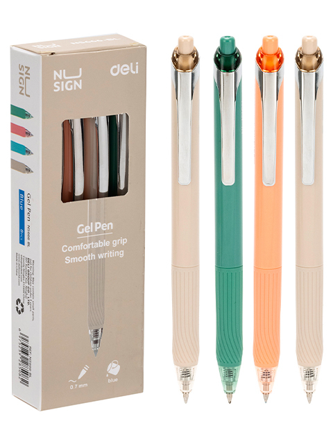 Ручка гелевая автоматическая "Deli. Nusign" 0,7 мм, синяя