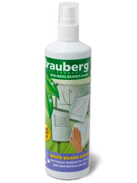 Спрей BRAUBERG "White Board Clean" для маркерных досок 250мл