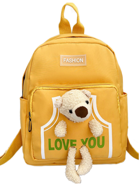 Рюкзак женский Fachion Love you с медведем желтый