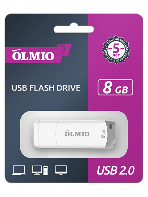 Флэш-диск OLMIO USB 2.0 8GB белый