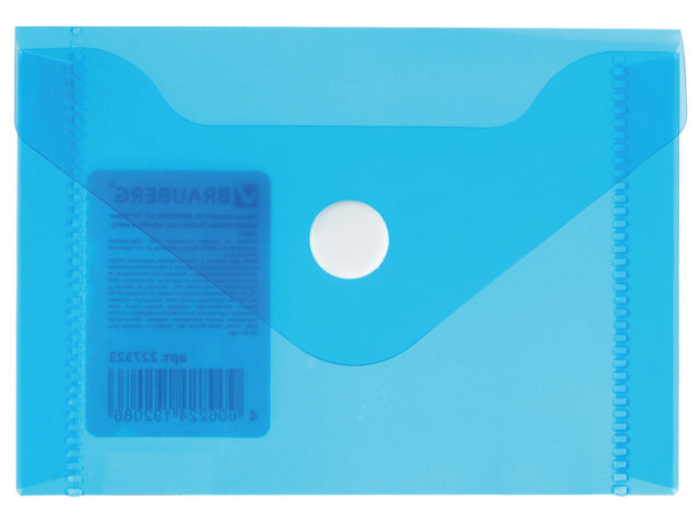 Папка-конверт с кнопкой BRAUBERG, А7, 74х105 мм, синяя, 227323