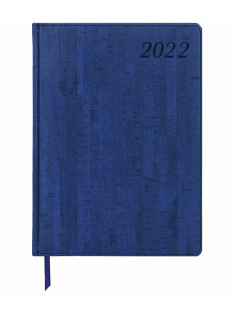 Ежедневник датированный А4 64 листа Brauberg "Wood 2022", под кожу, синий