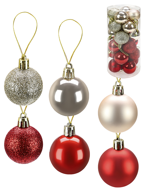 Набор елочных шаров MILAND "Новогоднее настроение" 25 штук d-4 см, золотой /красны