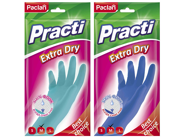 Перчатки резиновые Paclan Practi Extra Dry р-р M