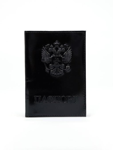 Обложка для паспорта "Герб" черный, нат. кожа