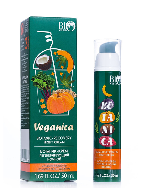 Ботаник-крем для лица BIO World "Veganica" регенерирующий, комплексное омоложение, ночной, 50 мл