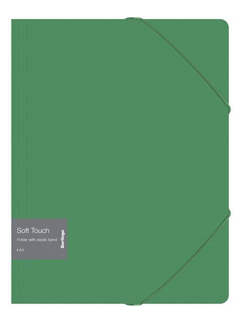 Папка А4 на резинке Berlingo "Soft Touch" 600мкм, зеленая