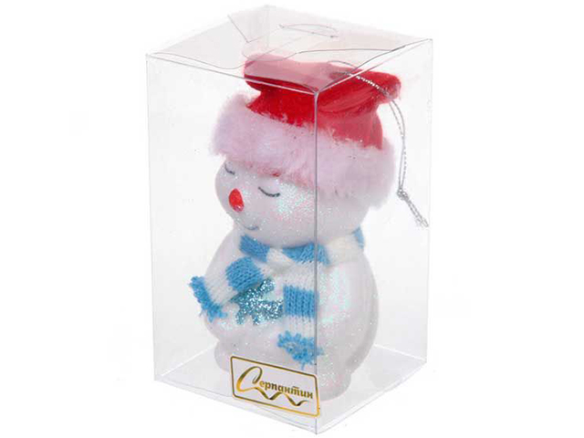 Ёлочная игрушка "Зимний снеговик" 6х6х11см голубой