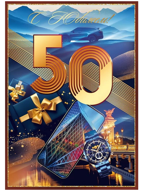 Открытка А4 " С Юбилеем! 50 лет" 90153