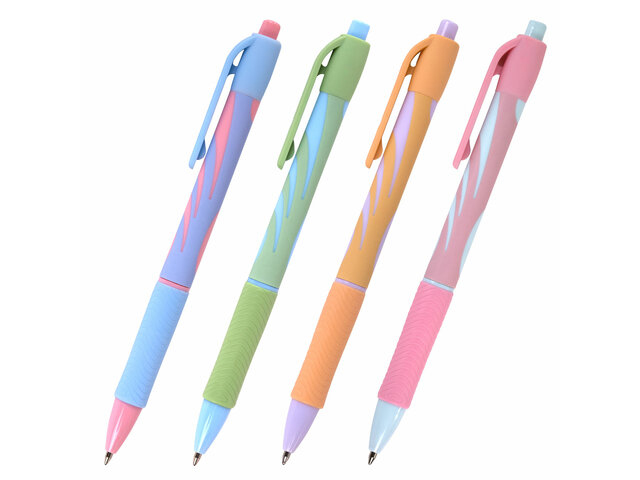Ручка шариковая автоматическая BRAUBERG "ULTRA-RT PASTEL", корпус ассорти, узел 0,7 мм, линия 0,35 мм, синяя, 