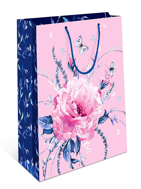 Пакет подарочный бумажный 26х32см "Цветы, бабочки"