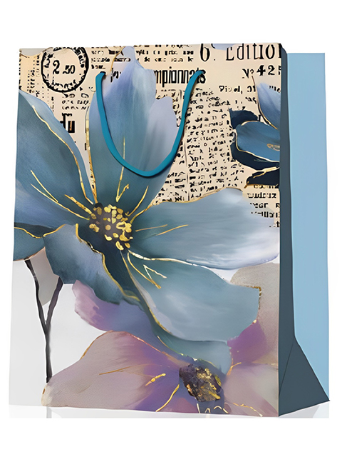 Пакет подарочный бумажный 18х23х10см  "Дивный цветок" с мат.лам. и глиттером