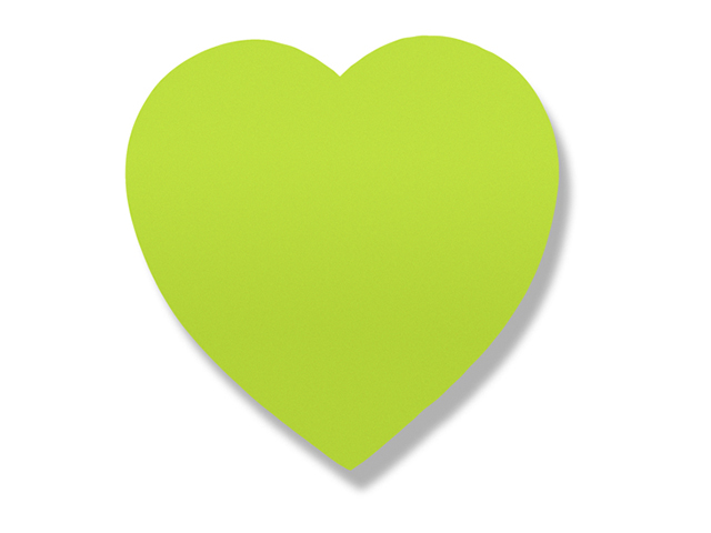 Бумага для заметок с клеевым краем Lamark "Сердце", 50 листов фигурная, неон зеленая