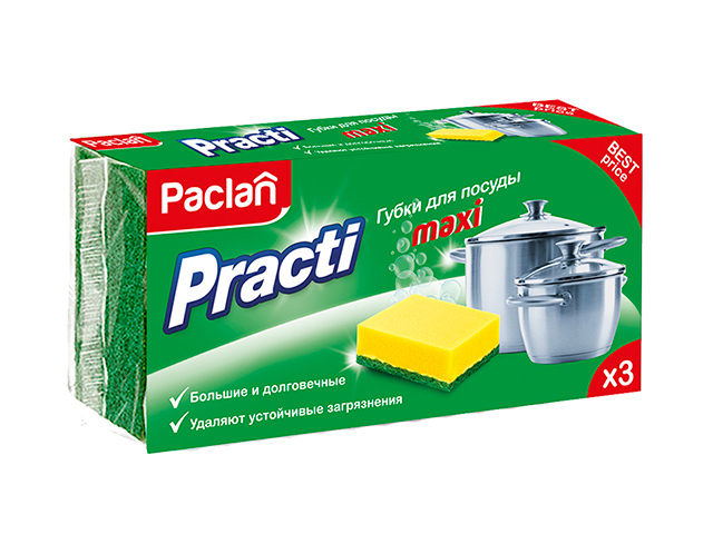 Губка для посуды Paclan "Practi. Maxi" 3 шт.