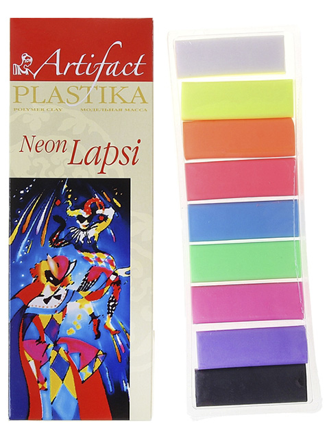 Пластика "LAPSI NEON", набор 9 флуоресцентных цветов,180 гр.