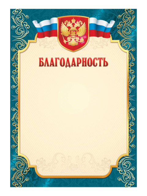 Благодарность А4 с Российской символикой
