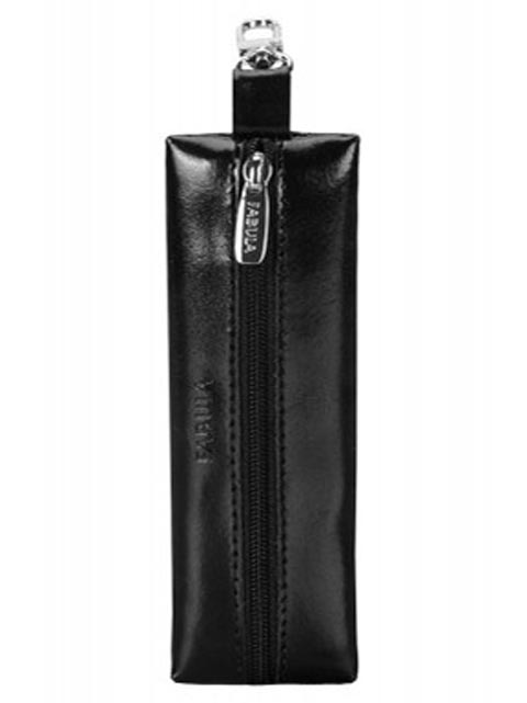 Ключница FABULA, натуральная кожа, на молнии 55х135мм, черный