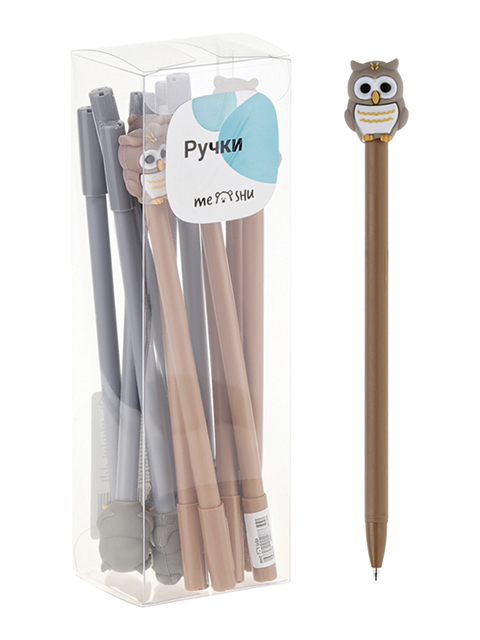 Ручка шариковая MESHU "Owls" синяя, 0,7мм, корпус ассорти