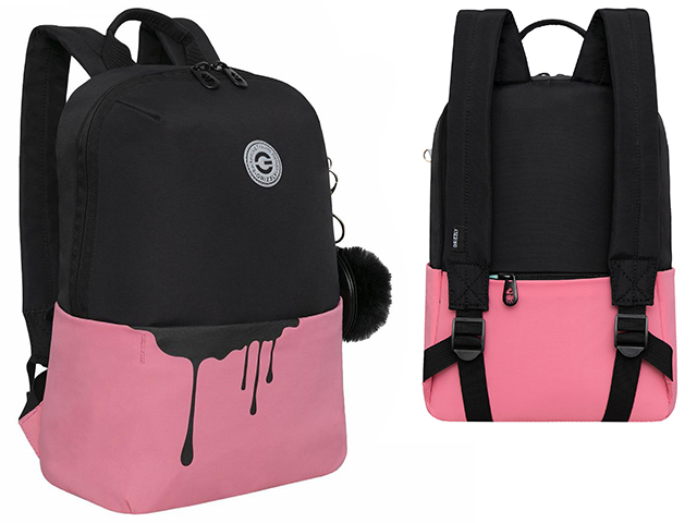 Рюкзак молодежный "GRIZZLY" 24х34х12см, 3 чёрный-розовый
