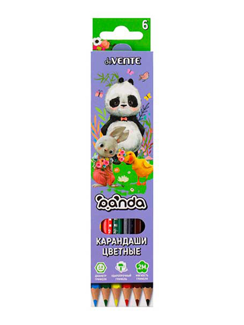 Карандаши цветные deVENTE "Panda" 6 цветов, 2М, карт. упак., европодвес
